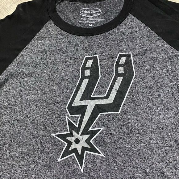 SAN ANTONIO SPURS | Grey Black 3/4 Sleeve Top Size Medium NBA - Picture 2 of 4
